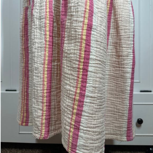 Marine Layer Sage Double Cloth Pink Stripe Maxi Dress Size M Beach Coastal Boho - Picture 10 of 13